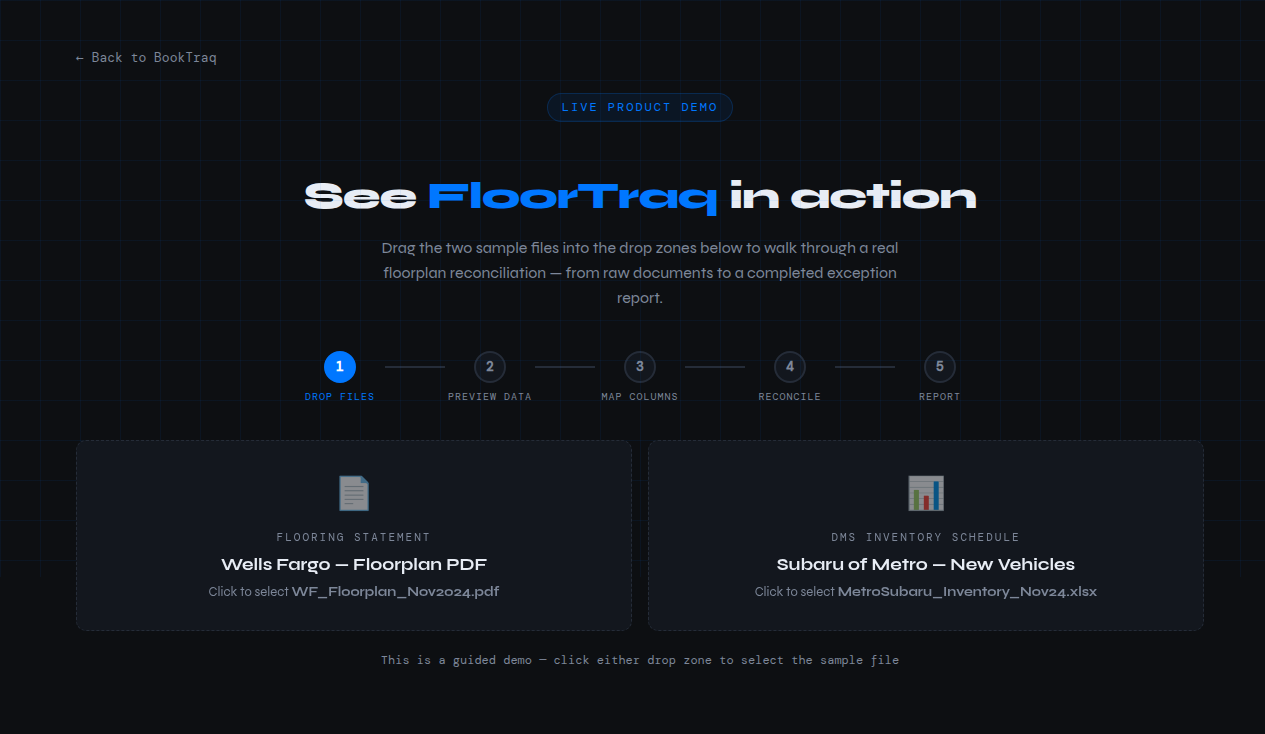 FloorTraq floorplan reconciliation interface