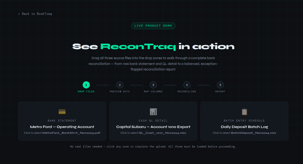 ReconTraq reconditioning cost tracking interface